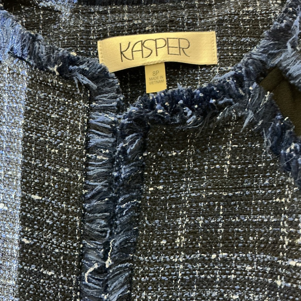 Kasper Black and Blue Textured Jacket